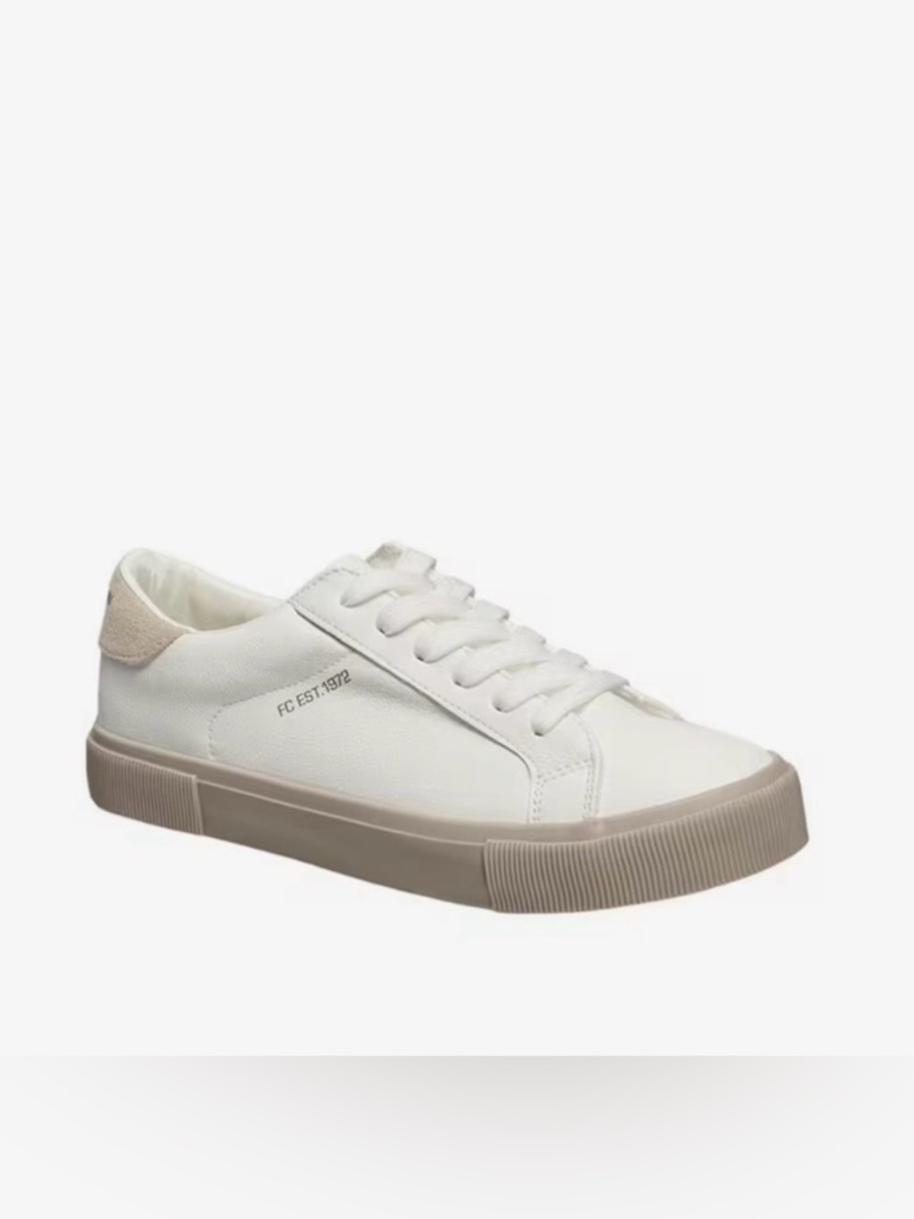 French Connection White Low-Top Sneakers with Beige Trim